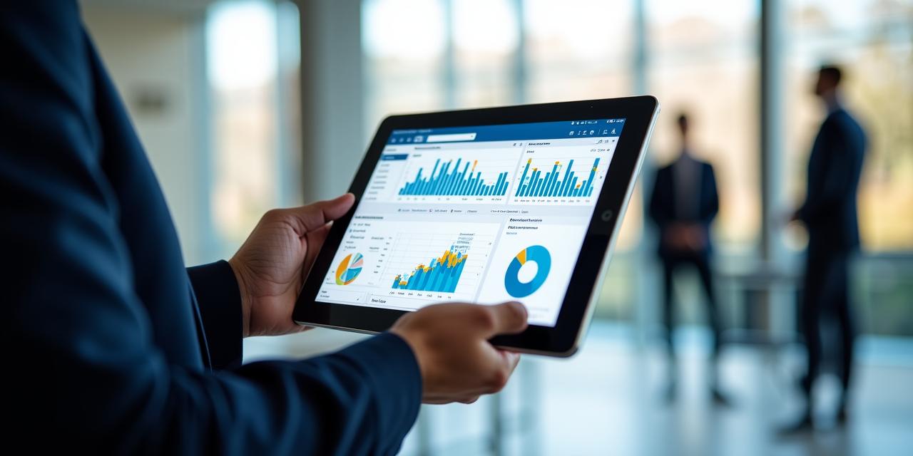 Analysis of data trends on a digital dashboard showing business growth