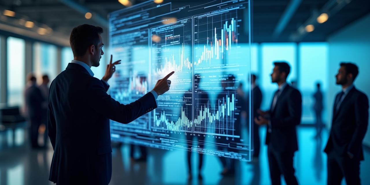 Team analyzing business growth metrics on a digital dashboard for ROI